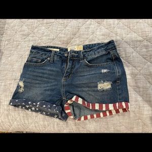 Natural Threads Jean Shorts with Flag Cuffs